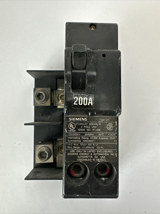 SIEMENS QN2200 CIRCUIT BREAKER 200AMP 120/240VAC 2POLE 10202L1200