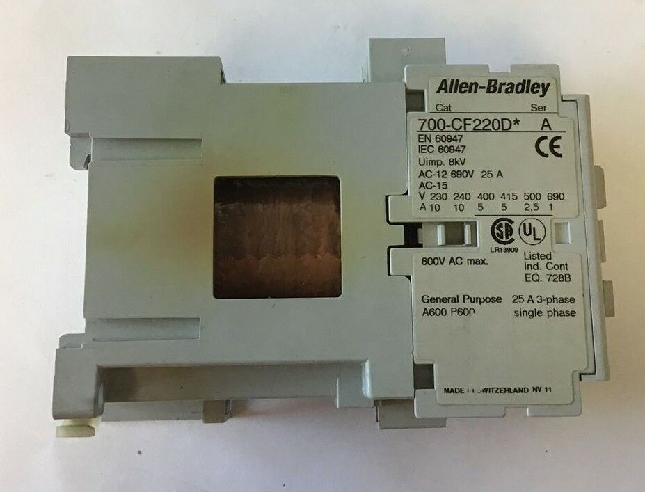 ALLEN BRADLEY 700-CF220D* SER.A CONTACTOR 25A 600VAC