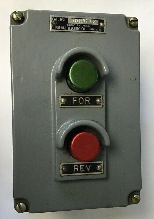 FURNAS 50HA2E2 HEAVY DUTY STATION 600VAC 2 PUSH BUTTONS FORWARD-REVERSE NEMA 4