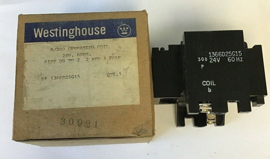WESTINGHOUSE B/200 OPERATING COIL 24V 60HZ SIZE 00TO2 2/3POLE 1366D25G15
