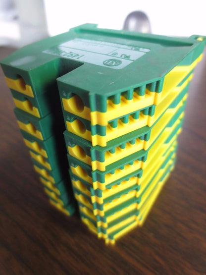 ALLEN-BRADLEY 1492-WG6 GROUNDING TERMINAL BLOCKS - GREEN/YELLOW - LOT of 9