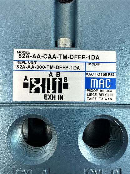 MAC 82A-AA-CAA-TM-DFFP-1DA SOLENOID VALVE 150PSI TM-DFFP-1SA 24VDC 2.4W