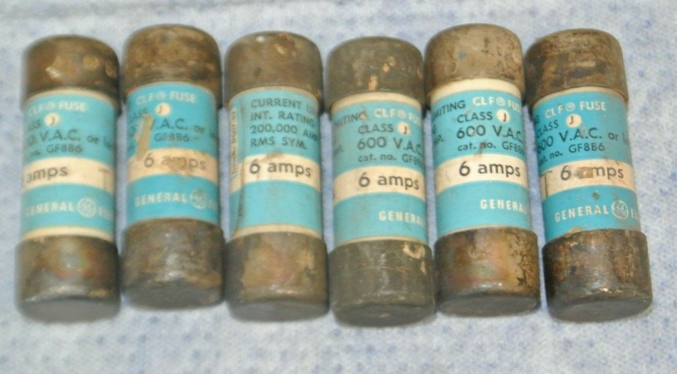 LOT of 16 / GENERAL ELECTRIC CLF6, CLF10, CLF15 CLASS J CURRENT-LIMITING FUSES