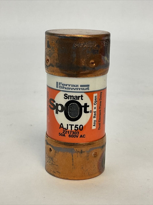 FERRAZ SHAWMUT AJT50 SMART SPOT AMP-TRAP 2000 50A 600VAC DUAL ELEMENT TIME DELAY
