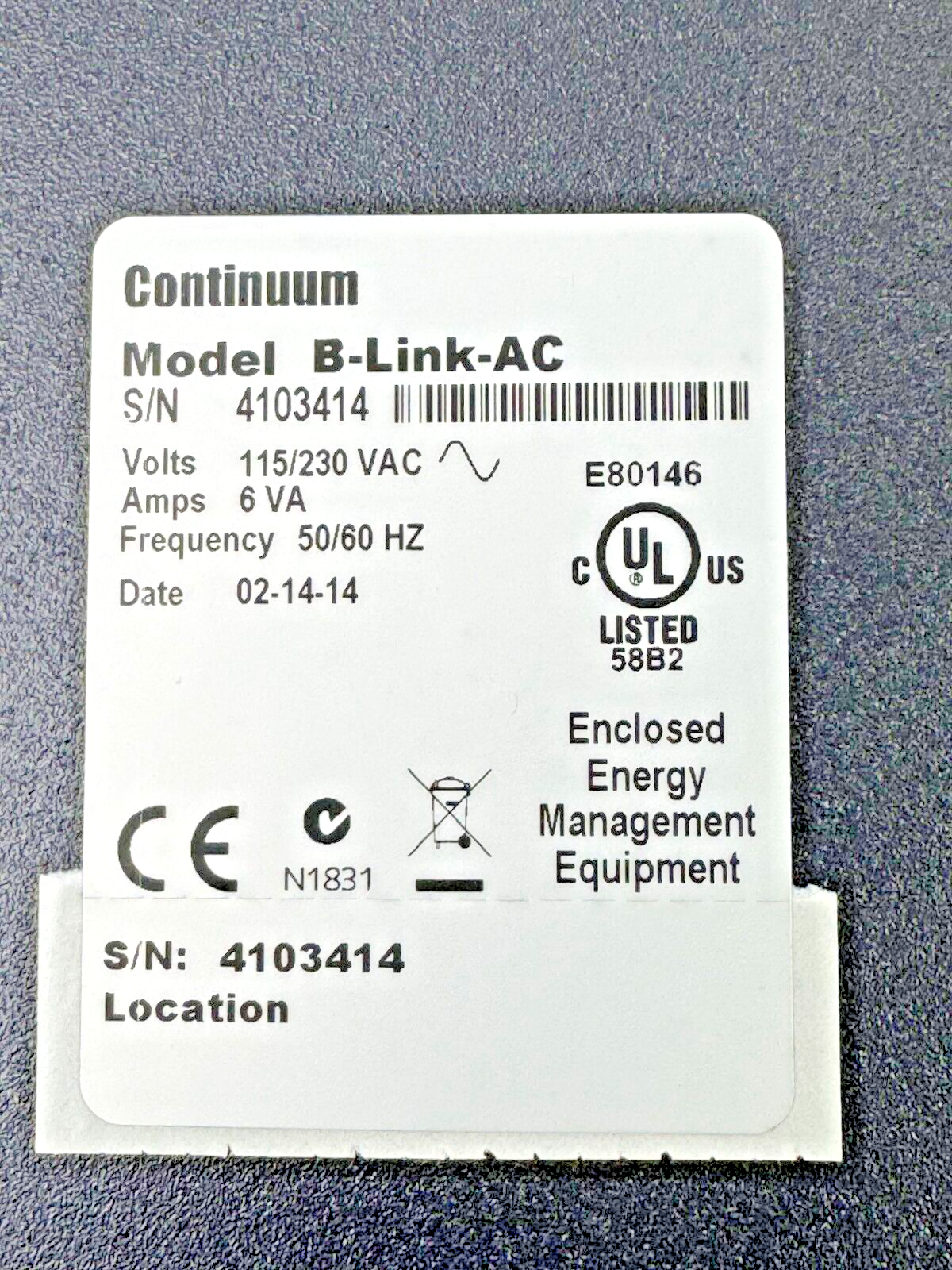 SCHNEIDER ELECTRIC - B-LINK-AC - COMMUNICATION CONVERTER - ANDOVER CONTINUUM