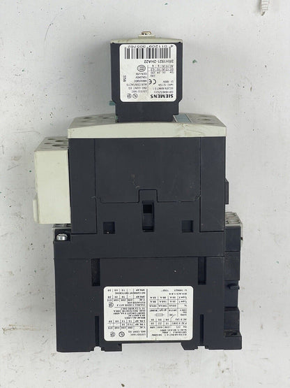 SIEMENS 3RT1036-3BB40 - CONTACTOR - W/ 3RH1921-2HA22 AUX BLOCK AND 3RT1926-1BB00