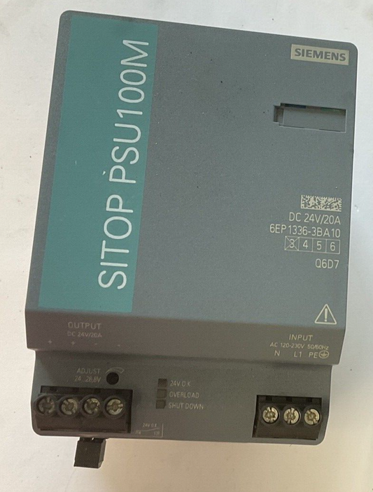 SIEMENS PSU100M POWER SUPPLY 6EP1336-3BA10 230V 24VDC 20A