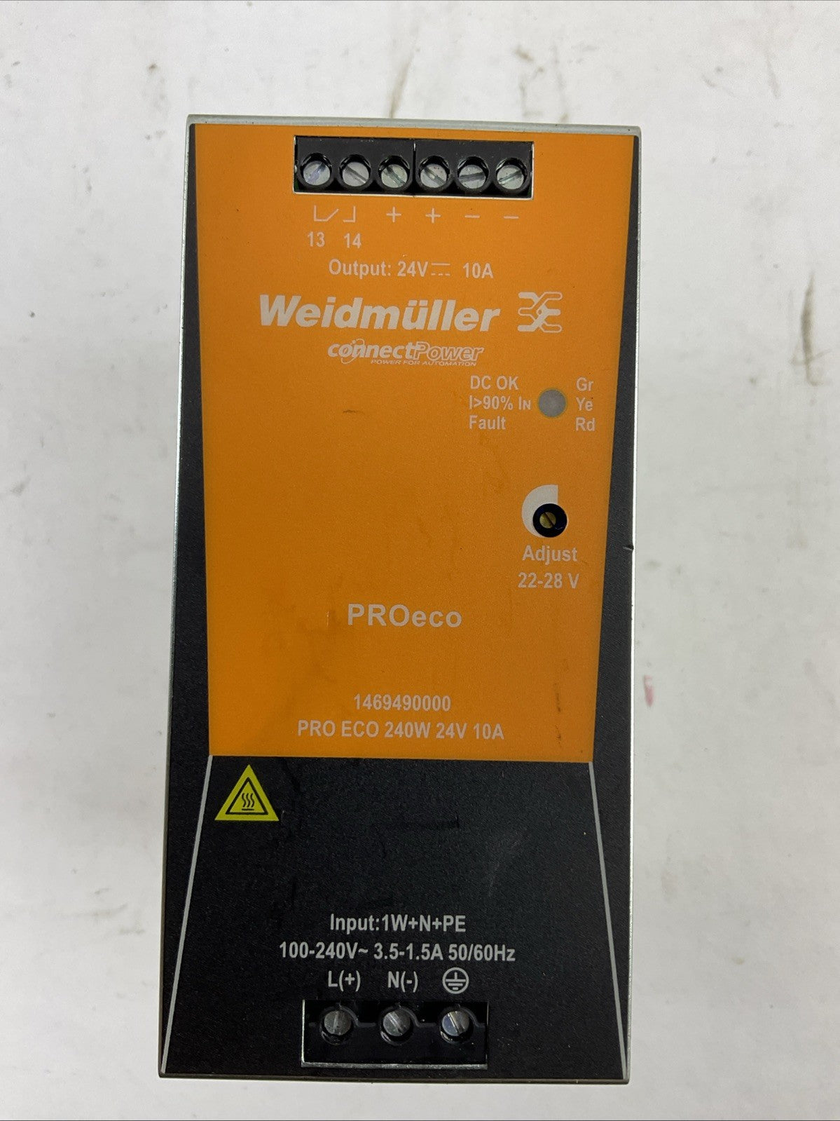 WEIDMULLER 1469490000 POWER SUPPLY PRO ECO 240W 24V 10A OUTPUT 24VDC