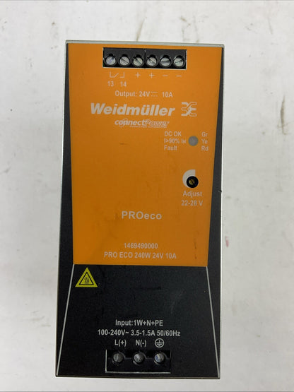 WEIDMULLER 1469490000 POWER SUPPLY PRO ECO 240W 24V 10A OUTPUT 24VDC