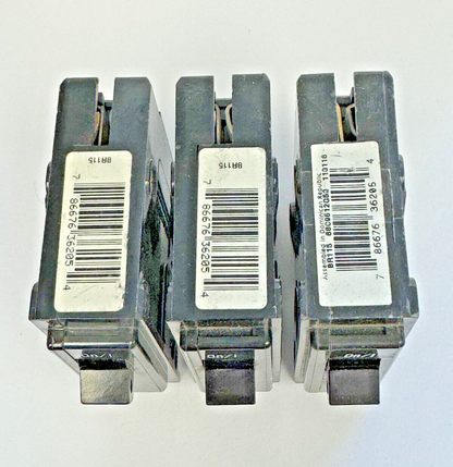 CUTLER-HAMMER **LOT OF 3** - BR115 - CIRCUIT BREAKERS  - 15A, 1  POLE, 240 VAC