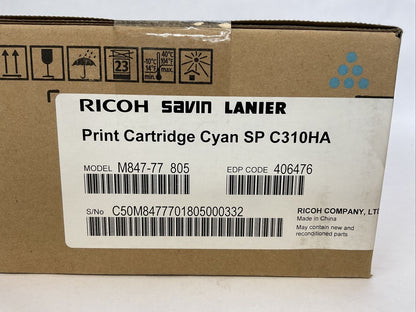 RICOH SAVIN LANIER M847-77 PRINT CARTRIDGE CYAN SP C310HA