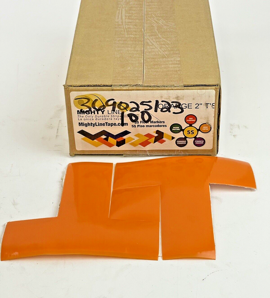 MIGHTY LINE TAPE - ORANGE T - BOX of 100 - INDUSTRIAL TAPE - T's - 6"X6"X2"