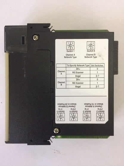 ALLEN BRADLEY 1756-DHRIO SER B DH+/RIO COMMUNICATION INTERFACE CAT REV B01 F/W