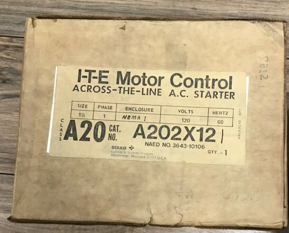 WESTINGHOUSE A202X12 MOTOR CONTROL A.C. STARTER 120V 60HZ SIZE1 1/2