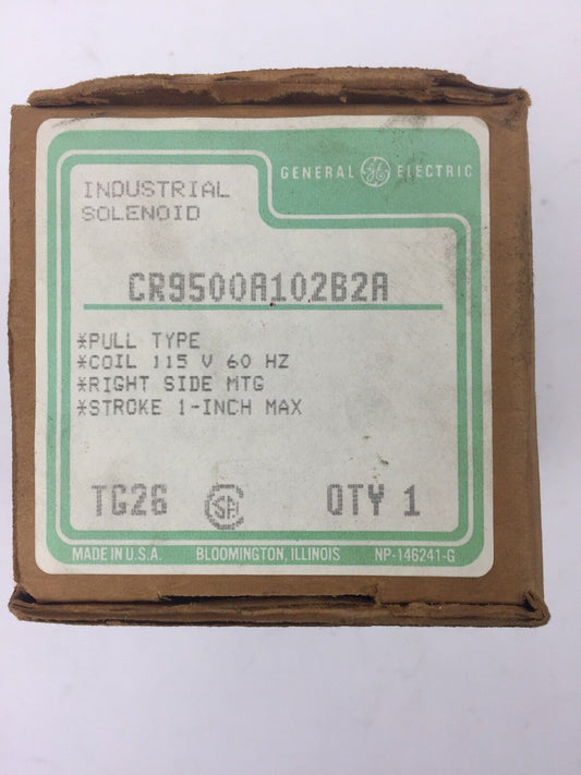 GE CR9500A102B2A SOLENOID PULL TYPE 115V 60HZ RIGHT SIDE MTG STROKE 1 INCH MAX