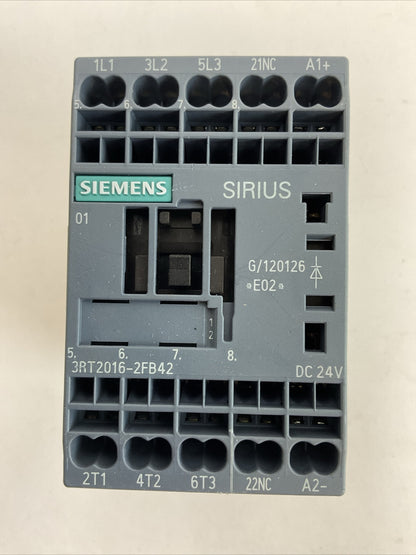 SIEMENS 3RT2016-2FB42 CONTACTOR 20A 600VAC 3PH 7.5HP COIL 24VDC