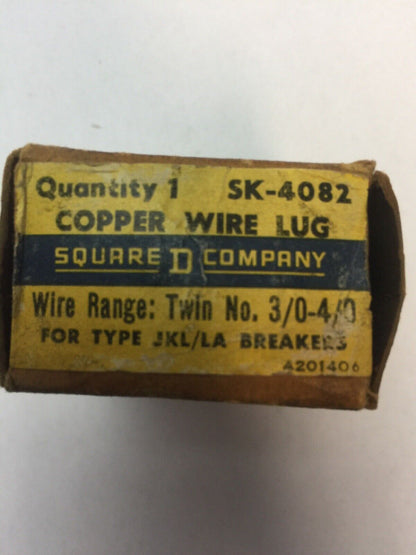 SQUARE D SK-4082 COPPER WIRE LUG  WIRE RANGE TWIN NO. 3/0-4/0 FOR TYPE JKL/LA