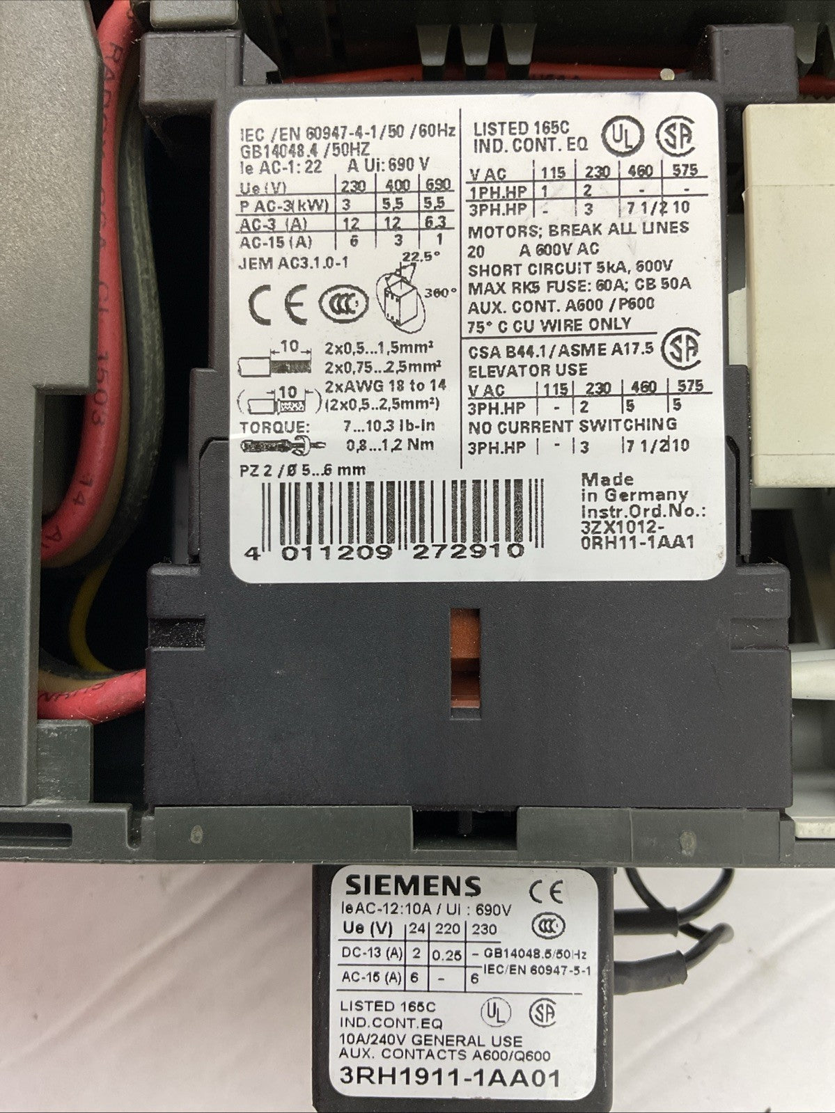 SIEMENS STARTER 3RK1301-1JB00-0AA2 3RV1011-1JA10 3RH1911-1AA01 3RK1903-0AB00