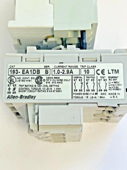 ALLEN BRADLEY - 193-EA1EB SER. B OVERLOAD RELAY & 100-MO5NZ*3 SER. A 24VDC COIL