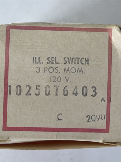 CUTLER HAMMER 10250T6403 ILL. SELECTOR SWITCH 3 POS. MOM. 120V