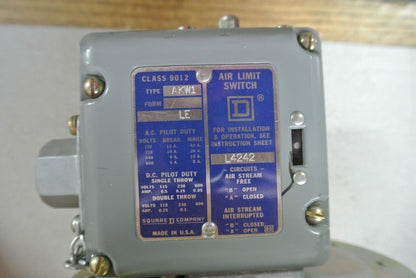 SQUARE D 9012 AKW-1 - AIR LIMIT SWITCH -  NEW SURPLUS