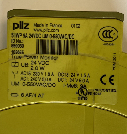 PILZ S1WP 9A 24VDC UM 0-550VAC/DC TRUE POWER MONITOR SAFETY RELAY