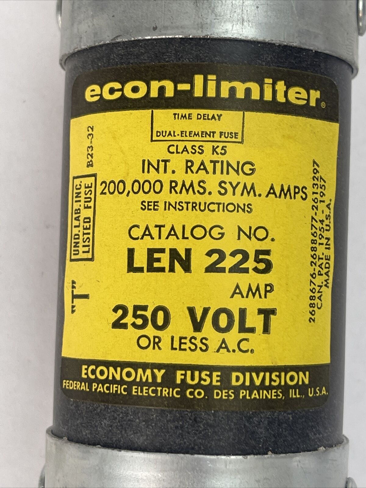 ECONOMY LEN 225 ECON-LIMITER CLASS K5 FUSE 225AMP 250VAC