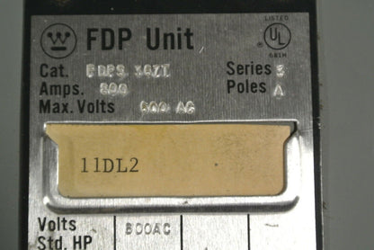 WESTINGHOUSE FDPS367T - FDP UNIT -FUSIBLE PANELBOARD SWITCH - 600VAC, 800A