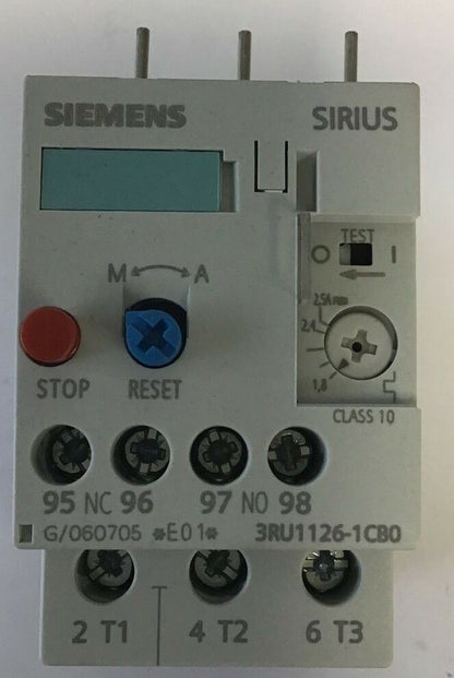 SIEMENS 3RU1126-1CB0 OVERLOAD RELAY CLASS 10