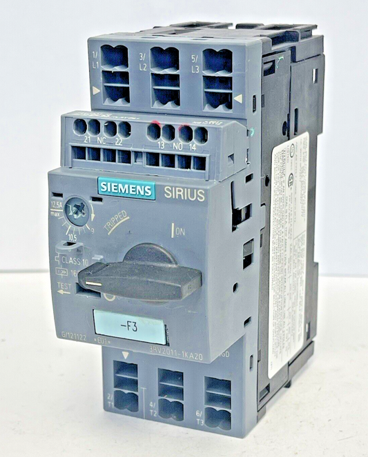 SIEMENS - 3RV2011-1KA20 & 3RV2901-2E - CIRCUIT BREAKER & AUX SWITCH TRANSVERSE