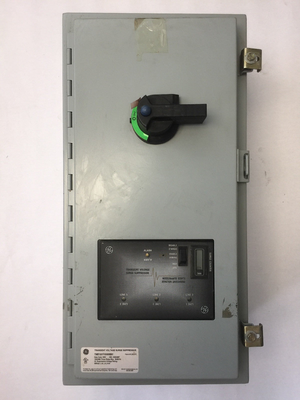 GE TME120Y100WMN1 TRANSIENT VOLTAGE SURGE SUPPRESSOR 120/208V THREE PHASE 50/60H
