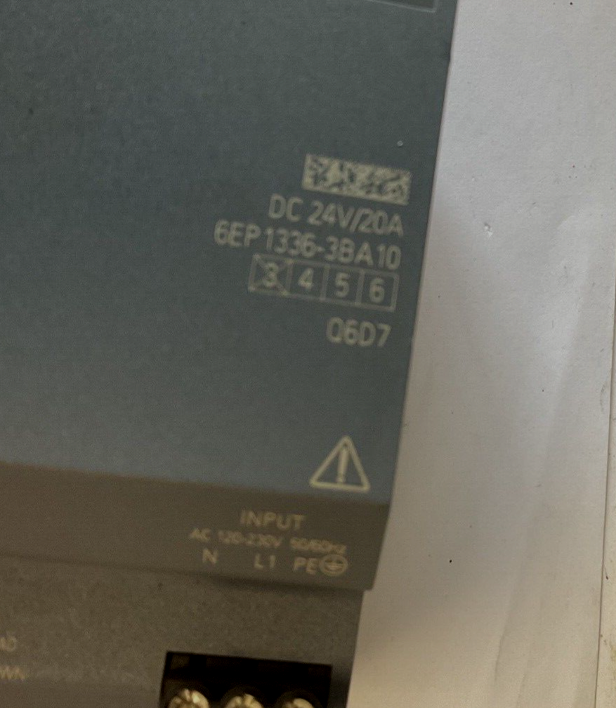 SIEMENS PSU100M POWER SUPPLY 6EP1336-3BA10 230V 24VDC 20A