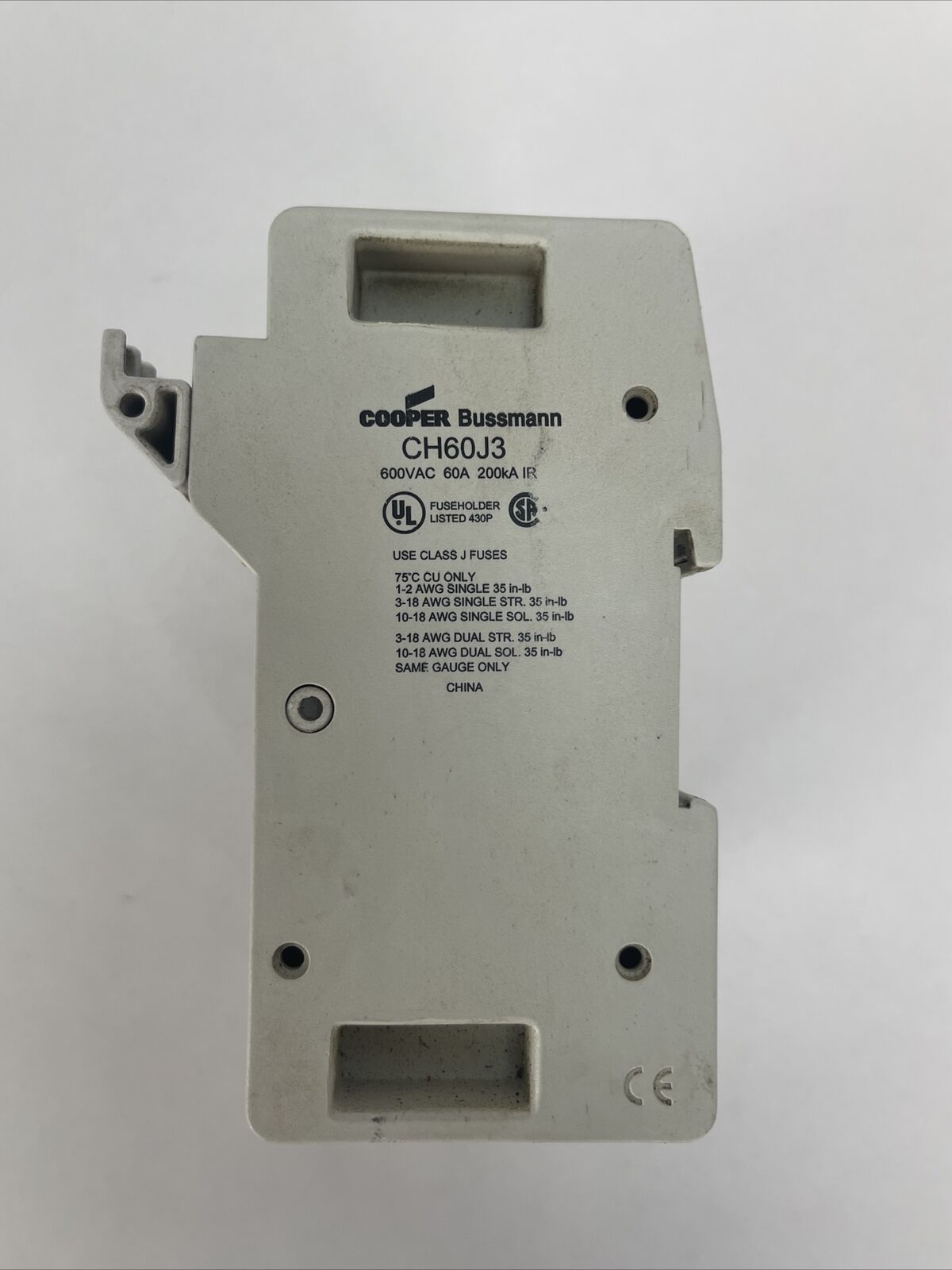 BUSSMANN CH60J3 FUSE HOLDER 600VAC 60A USE CLASS J FUSES