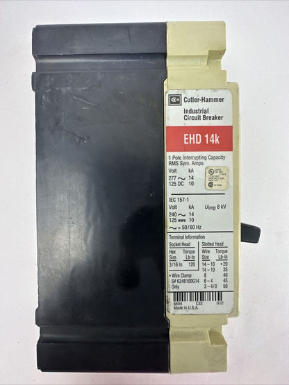 CUTLER HAMMER EHD1070L 70AMP 1POLE 277VAC 125VDC INDUSTRIAL CIRCUIT BREAKER