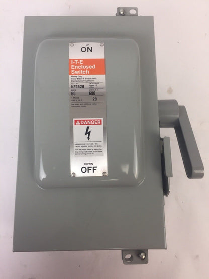 I-T-E SIEMENS NF252H HEAVY DUTY ENCLOSED SWITCH 60A 600VAC 2 POLE NON-FUSIBLE