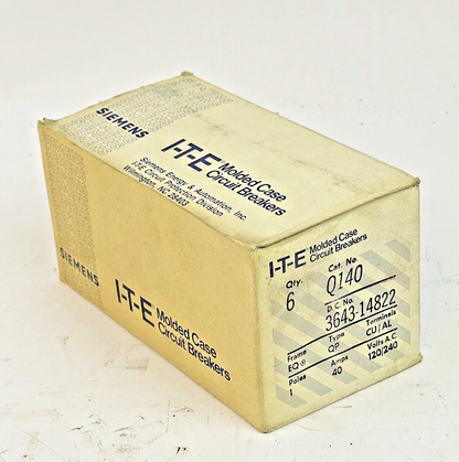 ITE / SIEMENS *BOX OF 6* - Q140 - 40A/1 POLE/240 VAC/TYPE QP/EQ FRAME/-NEW