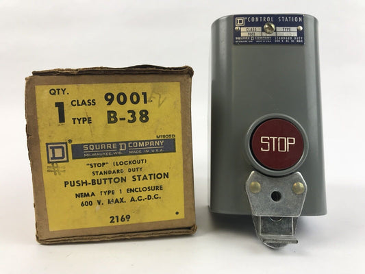 Square D Company 9001 B-38 Stop (Lockout) Push Button Station 600 V Max AC DC