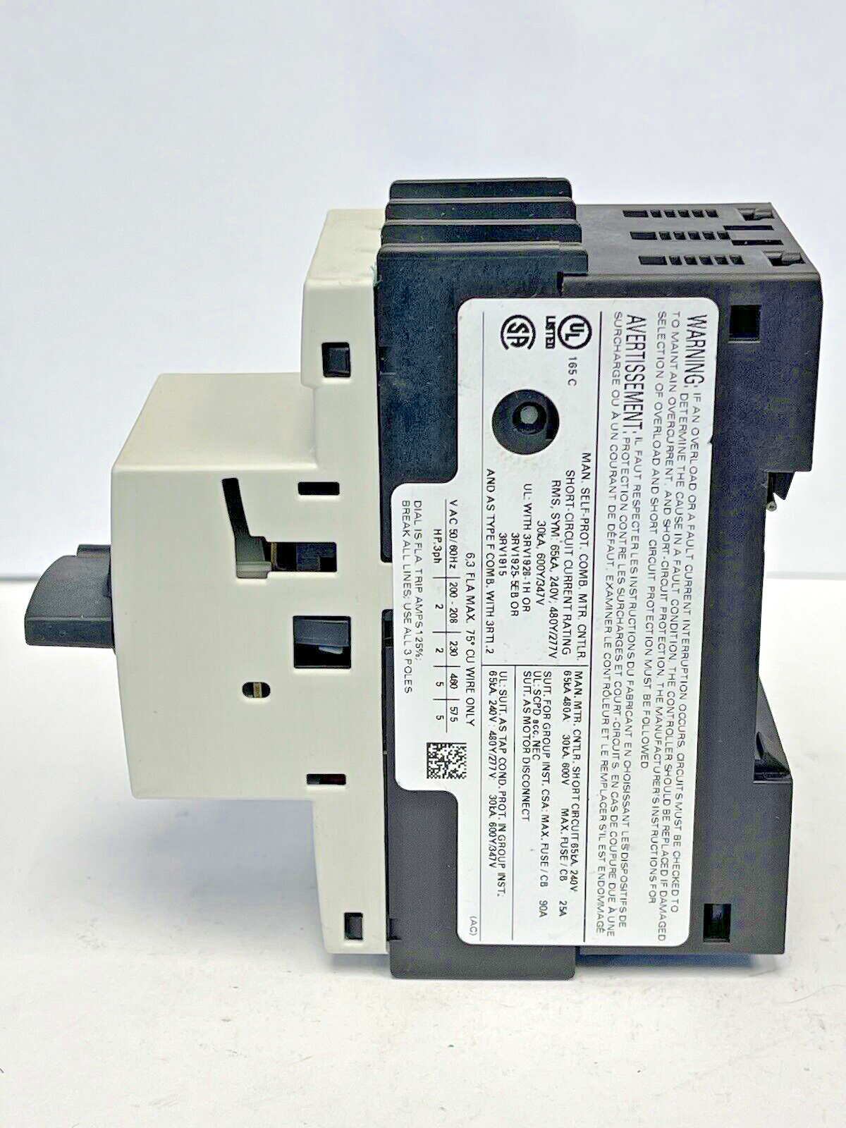 SIEMENS - 3RV1021-1GA10- CIRCUIT BREAKER / MOTOR PROTECTOR