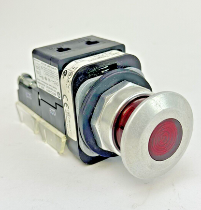 ALLEN-BRADLEY - 800T-FXTQH2RA5 SER. U - RED MUSHROOM PUSH/PULL BUTTON W/ BLOCK