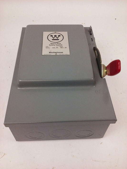 WESTINGHOUSE HU-322 SAFETY SWITCH 60A, 240V, 3P, NON FUSIBLE, 15-30 H.P., NEW