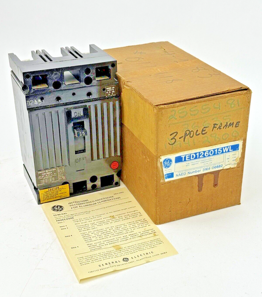 GE - TED126015WL - CIRCUIT BREAKER MOD. 1 - 15 A, 600 VAC, 2 POLE - NEW