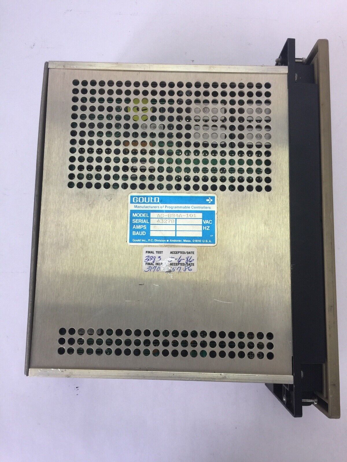GOULD MODICON AS-884A-101 PROGRAMMABLE CONTROLLER MISSING KEY