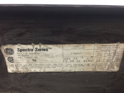 GE SPECTRA SERIES AML3800ND MAIN LUG ASSEMBLY 800 AMP 600V MAX 3 POLES