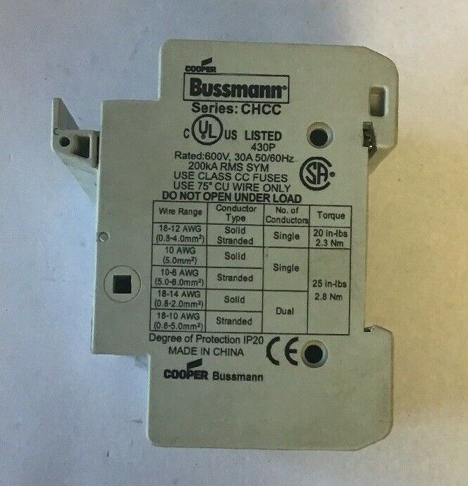 BUSSMANN CHCC FUSE BLOCK HOLDER 3POLE 600V 30A