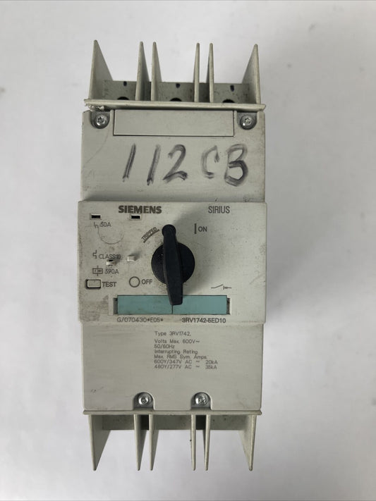 SIEMENS 3RV1742-5ED10 CIRCUIT BREAKER 30A 3P 600V 600Y/347V 20kA 480Y/277V 35kA