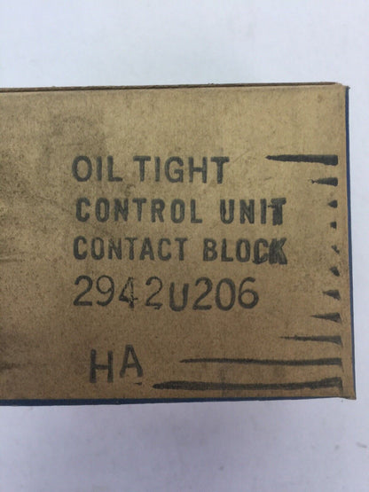 GE 2942U206 OIL TIGHT CONTROL UNIT CONTACT BLOCK 600V