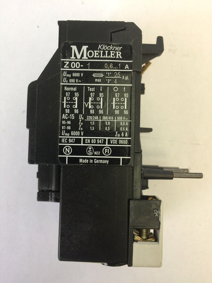 KLOCKNER MOELLER Z00-1 MOTOR OVERLOAD RELAY  0.6-1.0 A