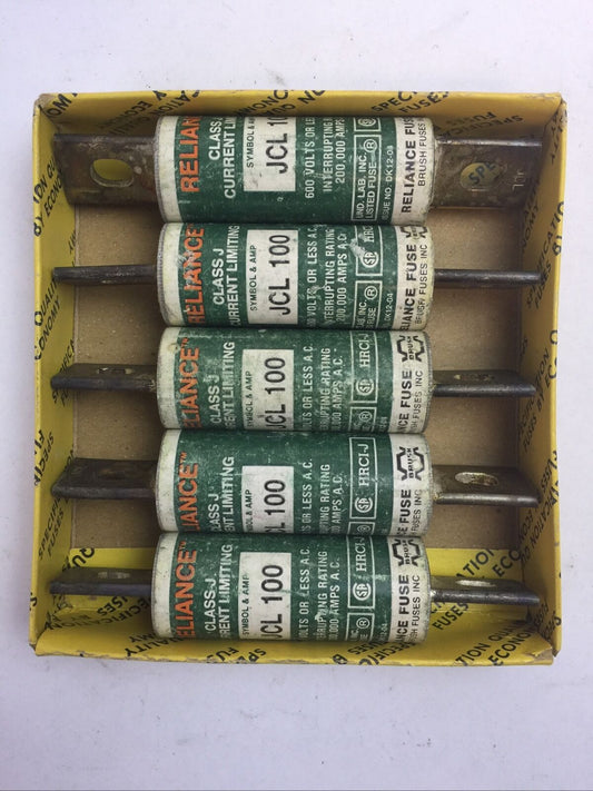 RELIANCE JCL100 CLASS J CURRENT LIMITING FUSE 100AMP 600VAC (LOT OF 5)