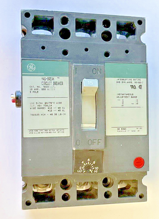 GENERAL ELECTRIC TEC36015 CIRCUIT BREAKER 15A 600VAC 3POLE