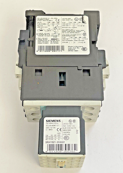 SIEMENS - 3RT1024-3B..0 & 3RH1921-2HA22 & 3RT1926-1BB00 W/ 24VDC COIL